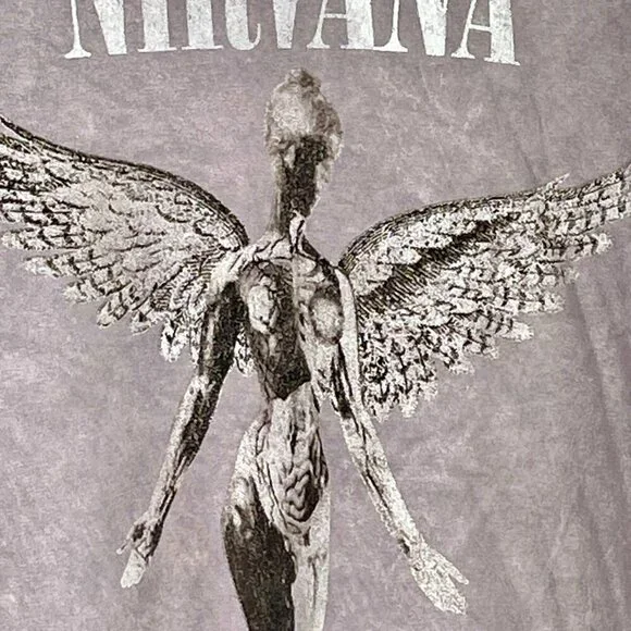 Nirvana In Utero Angel Graphic Tee Gray Band Shirt Grunge Rock Style 2X - Picture 6 of 11